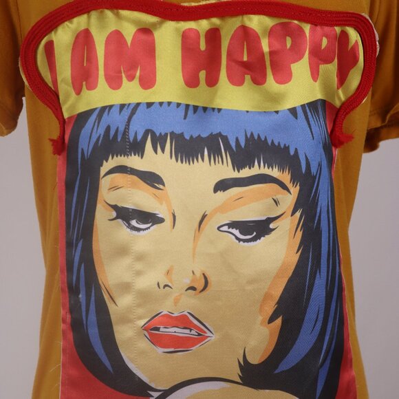 * RARE Love Nation I AM HAPPY Long Tee NWOT Shirt Blouse Tunic Dress Graphic - Picture 5 of 7
